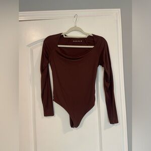 Women's Abercrombie & Fitch Brown Cowl Neck Long Sleeve Bodysuit size XS